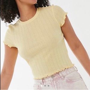 Urban Outfitters yellow heart pointelle baby tee